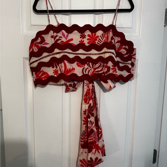 FARM Rio Tiles Wavy Tie Top & Skirt Stretch Tiered Ruffled Size XL - Picture 9 of 13